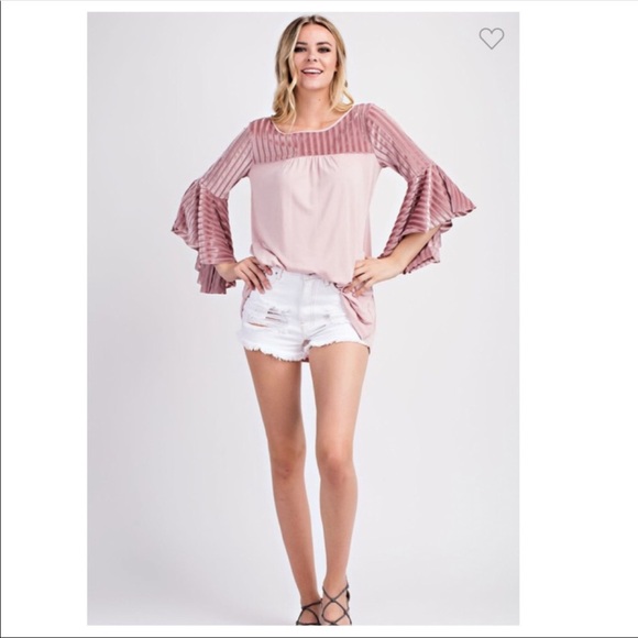 💖Beautiful ShadowVelvet Bell Sleeve Top 1- L left - Picture 3 of 8